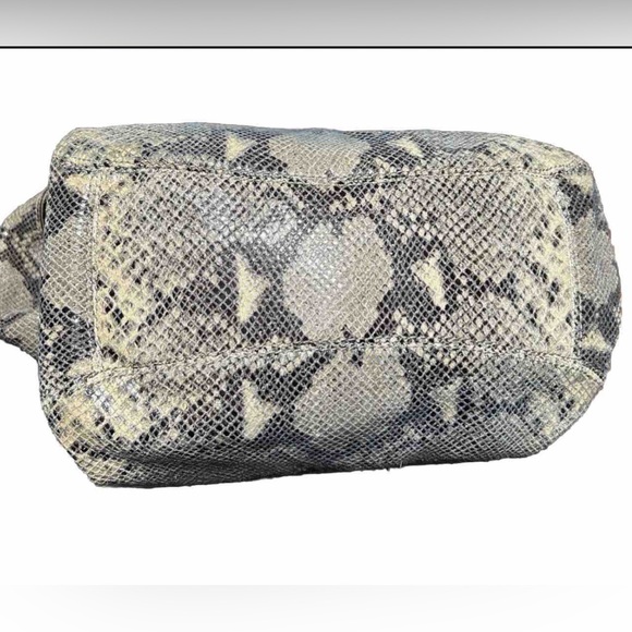 MICHAEL Michael Kors Python Embossed Fulton Large Shoulder Bag Snakeskin Leather - Picture 6 of 9